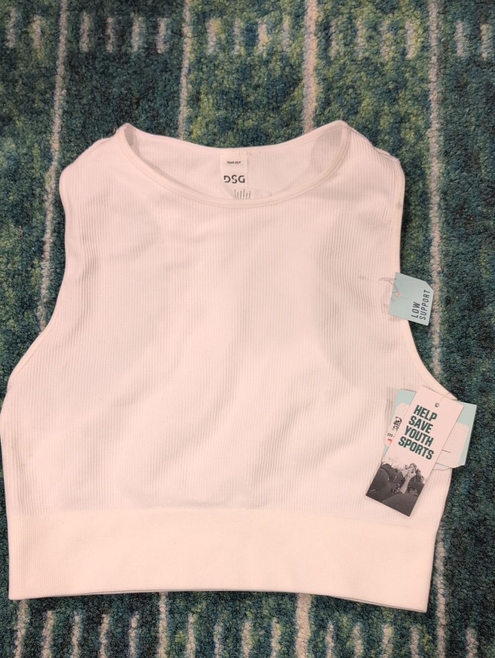 DSG White Ribbed High-Neck Crop Tank